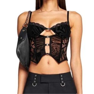 I.AM.GIA Elena top NEW never worn black lace top size small